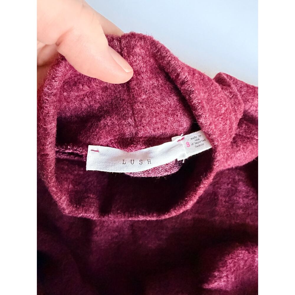 Lush Crushed Berry Brushed Jersey Long Sleeve Sweater Dress S New - Picture 4 of 7